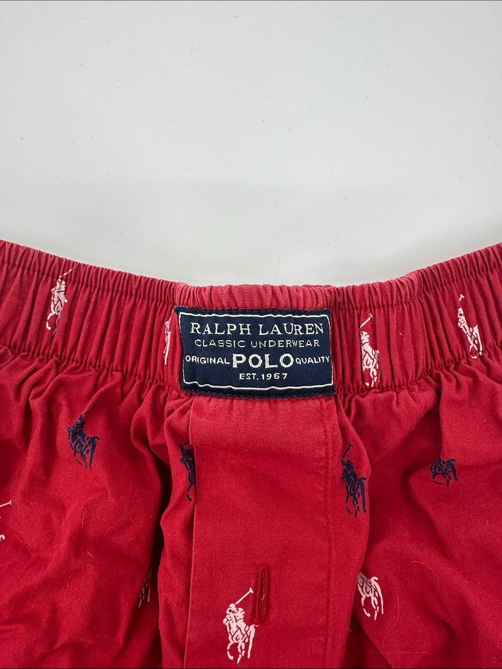Polo by Ralph Lauren Red Boxer-Style Shorts with Multi Pony Embroidery